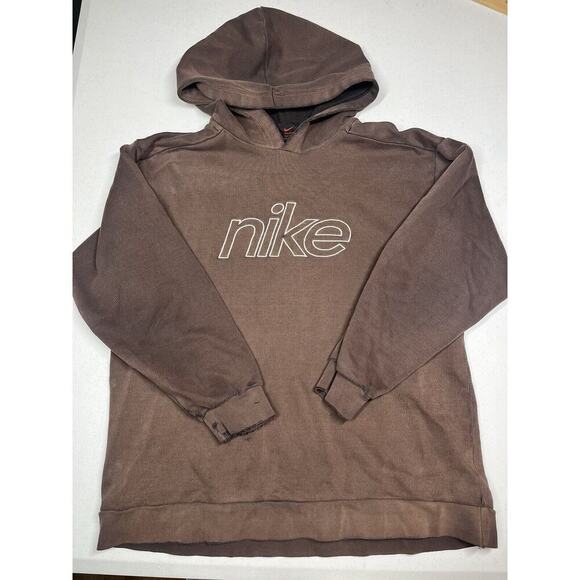 Vintage Y2K Nike Brown READ BELOW Pull Over Sweatshirt Hoodie Size M